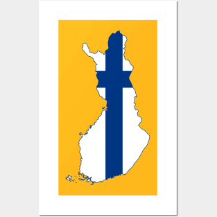 Finland Flag Map Posters and Art